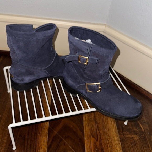 Jimmy Choo Navy Suede Biker Boot - Size 39.5 - Picture 10 of 16